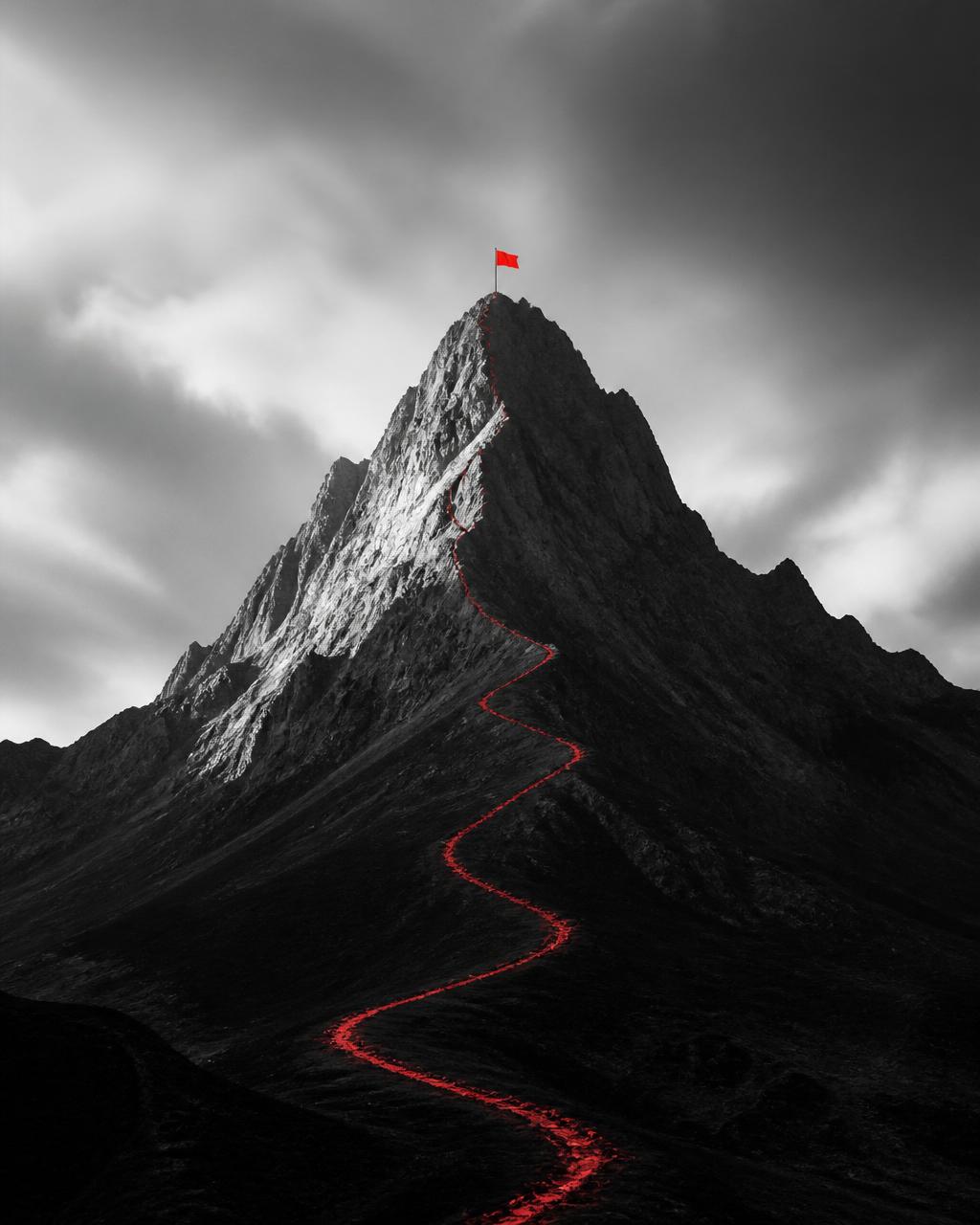 Path leading to the summit, showing the founder's journey from clarity to scale